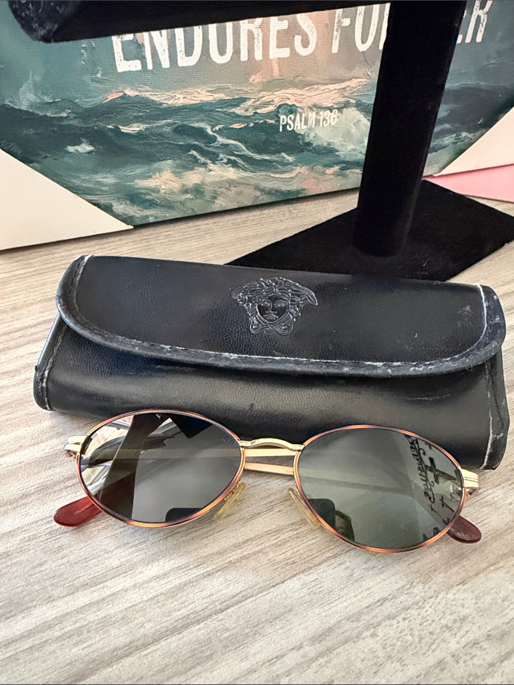 Vintage Gianni Versace 1990’s Gold Frame Sunglasses Gorgeous Versace Madusa Case